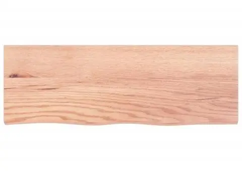 Blat de baie, maro deschis, 80x30x(2-6) cm, lemn masiv tratat - 3/5