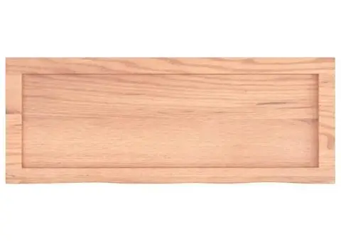 Blat de baie, maro deschis, 80x30x(2-6) cm, lemn masiv tratat - 4/5