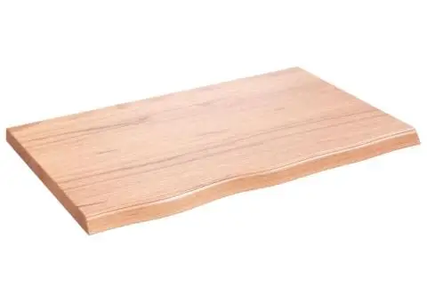 Blat de baie, maro deschis, 80x50x(2-4) cm, lemn masiv tratat - 2/5