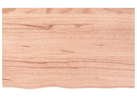 Blat de baie, maro deschis, 80x50x(2-4) cm, lemn masiv tratat - 3/5