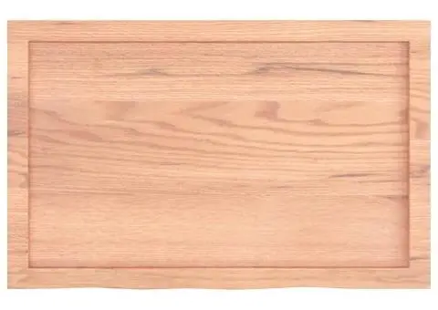 Blat de baie, maro deschis, 80x50x(2-4) cm, lemn masiv tratat - 4/5