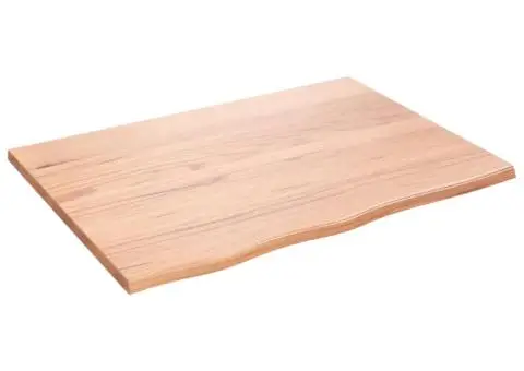 Blat de baie, maro deschis, 80x60x2 cm, lemn masiv tratat - 2/5