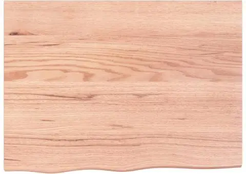 Blat de baie, maro deschis, 80x60x2 cm, lemn masiv tratat - 3/5