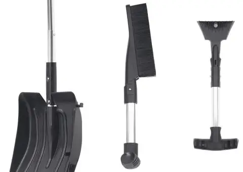 Kit de lopată pentru zăpadă 3 în 1, negru, aluminiu - 1/5