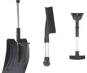 vidaXL Kit de lopată pentru zăpadă 3 în 1, negru, aluminiu