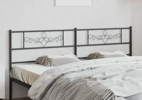 Tăblie de pat metalică, negru, 200 cm - 1/5