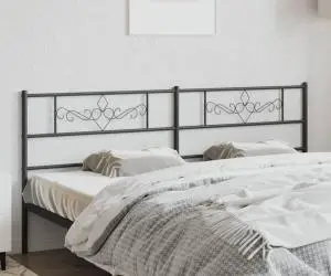 vidaXL Tăblie de pat metalică, negru, 200 cm