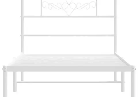 Cadru de pat metalic cu tăblie, alb, 80x200 cm - 5/5