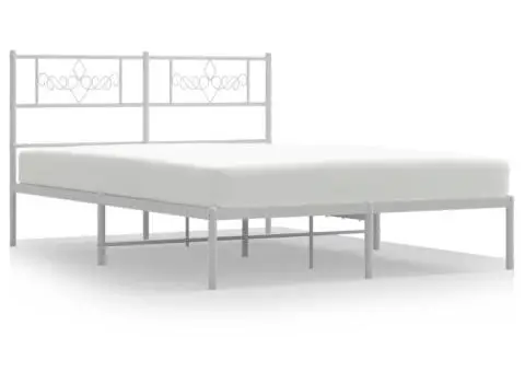 Cadru de pat metalic cu tăblie, alb, 120x190 cm - 2/5