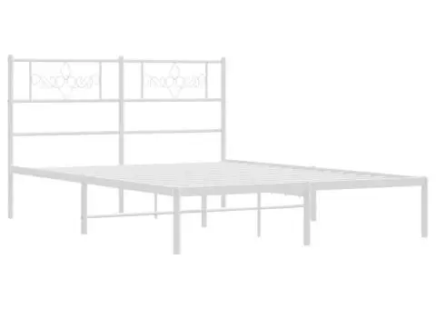 Cadru de pat metalic cu tăblie, alb, 120x190 cm - 3/5