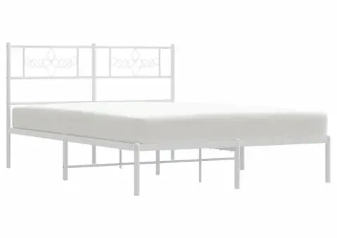 Cadru de pat metalic cu tăblie, alb, 120x190 cm - 4/5