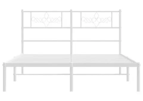 Cadru de pat metalic cu tăblie, alb, 120x190 cm - 5/5