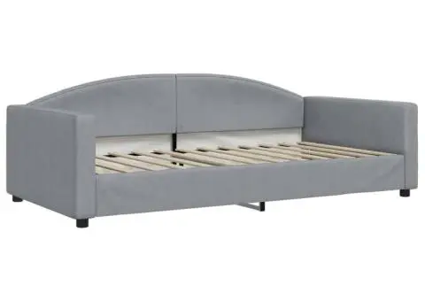 Pat de zi cu extensie și sertare, gri deschis 100x200 cm textil - 4/5