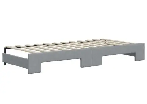 Pat de zi cu extensie și sertare, gri deschis 100x200 cm textil - 5/5