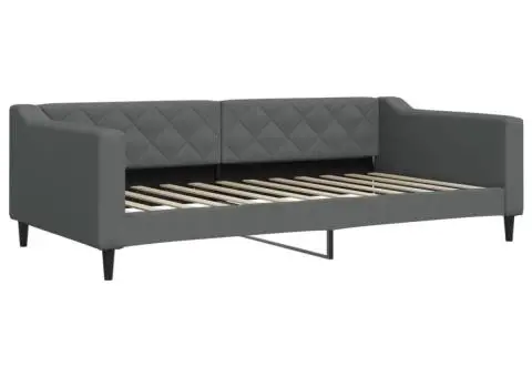 Pat de zi cu extensie și sertare, gri închis, 100x200 cm textil - 4/5