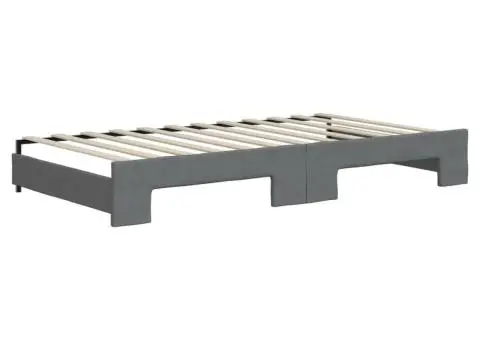 Pat de zi cu extensie și sertare, gri închis, 100x200 cm textil - 5/5