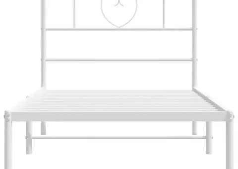 Cadru de pat metalic cu tăblie, alb, 90x190 cm - 4/5