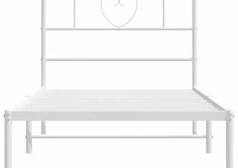 Cadru de pat metalic cu tăblie, alb, 100x190 cm - 5/5