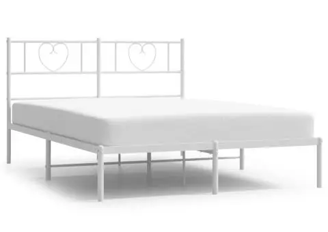 Cadru de pat metalic cu tăblie, alb, 120x200 cm - 2/5