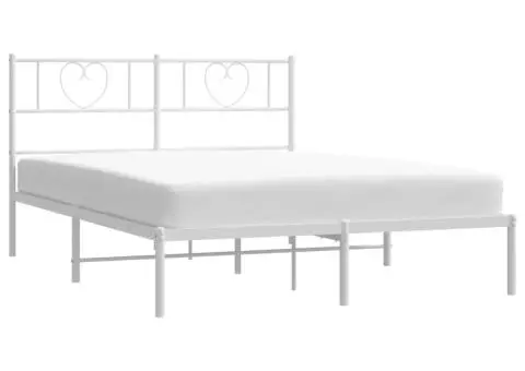 Cadru de pat metalic cu tăblie, alb, 120x200 cm - 3/5