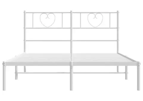 Cadru de pat metalic cu tăblie, alb, 140x190 cm - 4/5