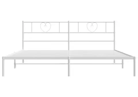 Cadru de pat metalic cu tăblie, alb, 200x200 cm - 4/5