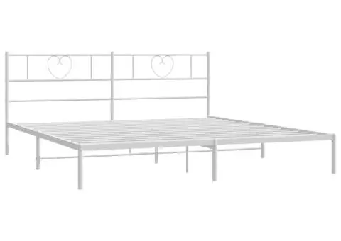 Cadru de pat metalic cu tăblie, alb, 200x200 cm - 5/5