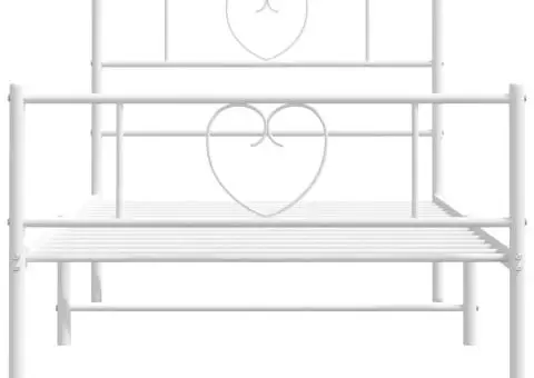 Cadru de pat metalic cu tăblie de cap/picioare, alb, 100x200 cm - 5/5