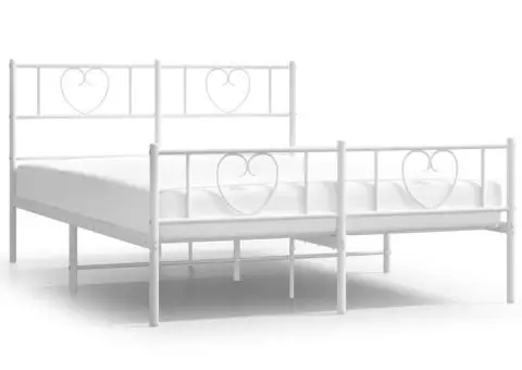 Cadru de pat metalic cu tăblie, alb, 120x190 cm - 2/5