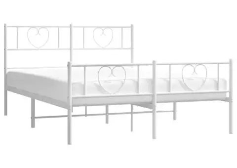 Cadru de pat metalic cu tăblie, alb, 120x190 cm - 3/5