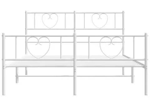 Cadru de pat metalic cu tăblie, alb, 120x190 cm - 4/5