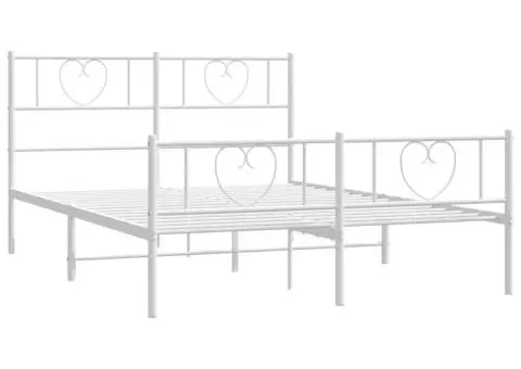 Cadru de pat metalic cu tăblie, alb, 120x190 cm - 5/5