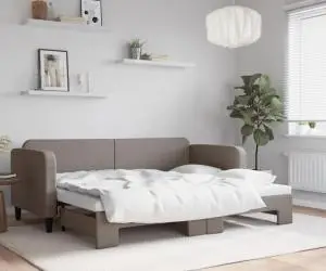 vidaXL Pat de zi cu extensie, gri taupe, 80x200 cm, textil