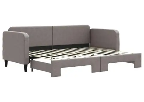 Pat de zi cu extensie, gri taupe, 80x200 cm, textil - 2/5