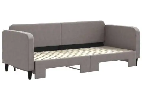 Pat de zi cu extensie, gri taupe, 80x200 cm, textil - 3/5