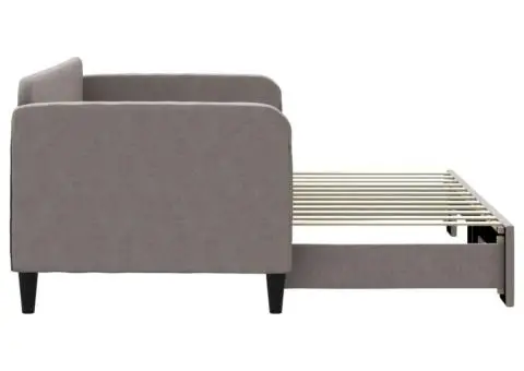 Pat de zi cu extensie, gri taupe, 80x200 cm, textil - 4/5