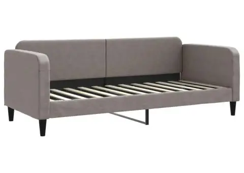 Pat de zi cu extensie și sertare, gri taupe, 80x200 cm, textil - 4/5