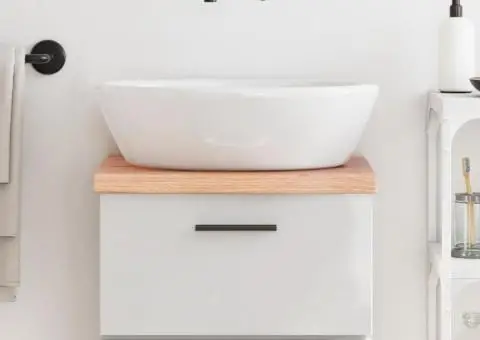 Blat de baie, maro deschis, 40x30x(2-4) cm, lemn masiv tratat - 1/5