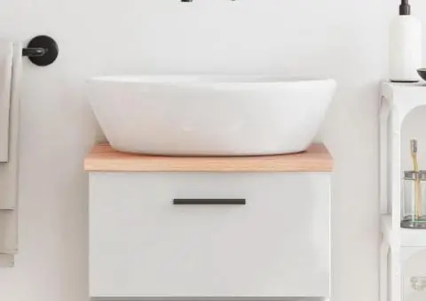 Blat de baie, maro deschis, 40x40x2 cm, lemn masiv tratat - 1/5