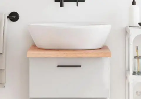 Blat de baie, maro deschis, 40x60x(2-4) cm, lemn masiv tratat - 1/5