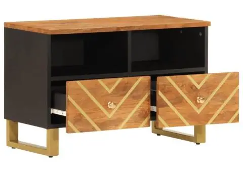 Dulap TV, maro și negru, 70x33,5x46 cm, lemn masiv de mango - 3/5