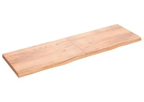 Blat de baie, maro deschis, 200x60x(2-6) cm, lemn masiv tratat - 2/5