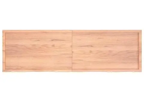 Blat de baie, maro deschis, 200x60x(2-6) cm, lemn masiv tratat - 3/5