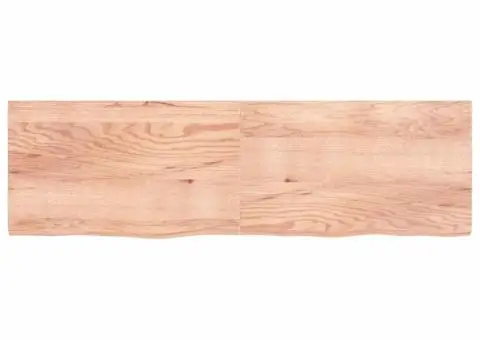 Blat de baie, maro deschis, 200x60x(2-6) cm, lemn masiv tratat - 4/5