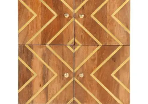 Dulap lateral, maro și negru, 60x33,5x75 cm lemn masiv de mango - 4/5