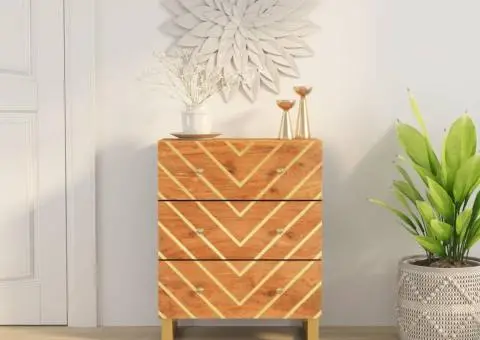 Dulap lateral, maro și negru, 60x33,5x75 cm lemn masiv de mango - 1/5