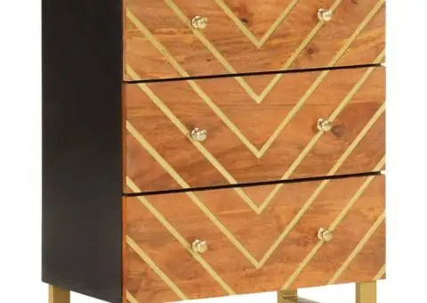 Dulap lateral, maro și negru, 60x33,5x75 cm lemn masiv de mango - 2/5