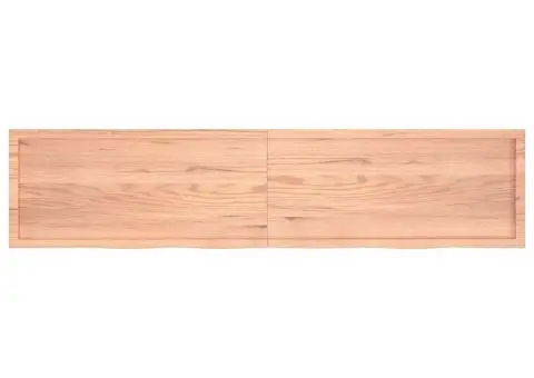 Blat de baie, maro deschis, 220x50x(2-4) cm, lemn masiv tratat - 4/5