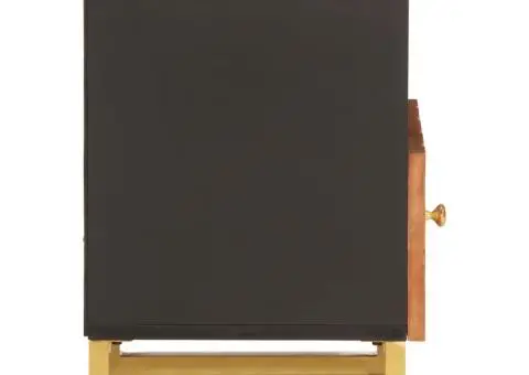 Noptiere, 2 buc., maro și negru, lemn masiv de mango - 5/5