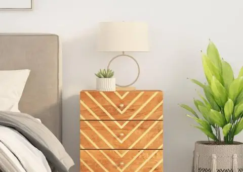 Noptieră, maro și negru, 50x33x60 cm, lemn masiv de mango - 1/5